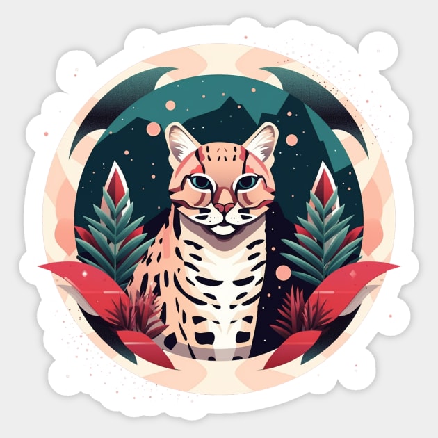 Ocelot in Ornament, Love Cats Sticker by logiamerch